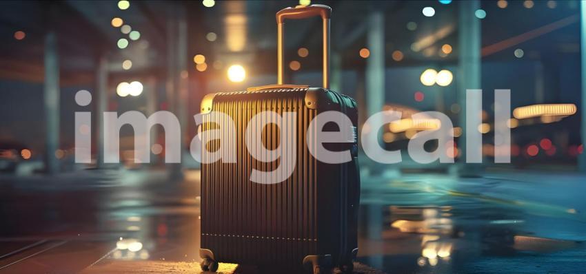 Travel Luggage with space for text background - Ai Generated