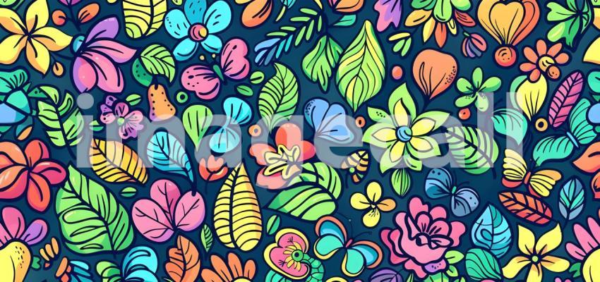Cute doodle seamless pattern background - Ai Generated