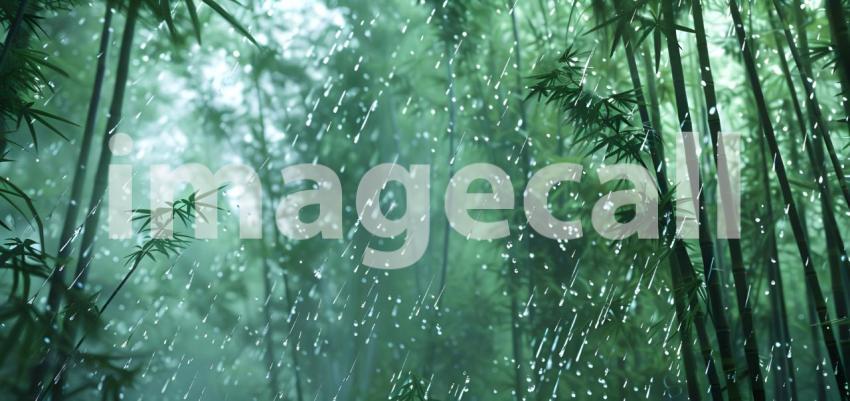 Bamboo Forest Bathed in a Summer Rain