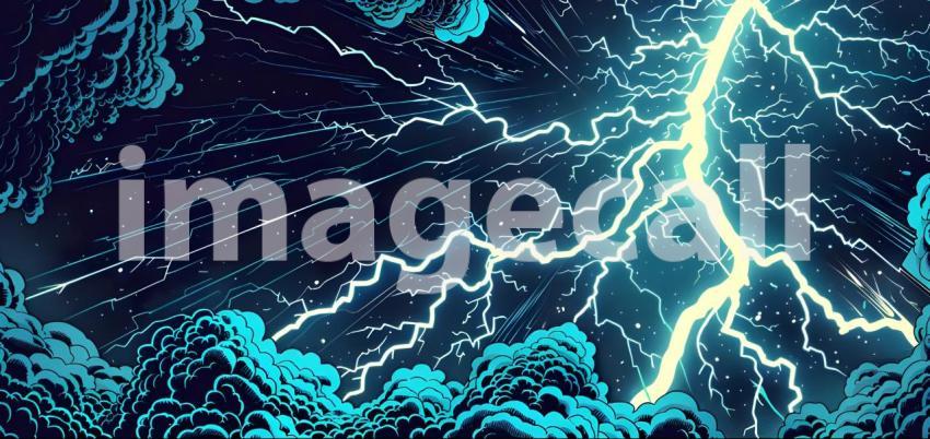 Beautiful Comic background with zoom line and lightning - Ai Generated