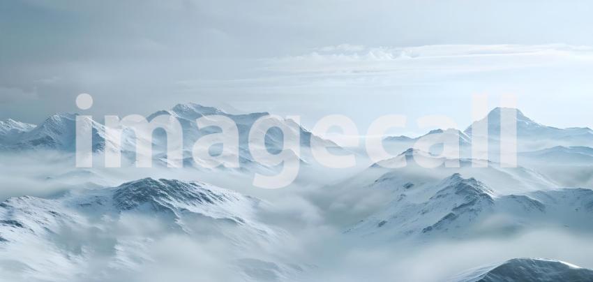 Panoramic view of the mountains covered with snow in winter - Ai Generated