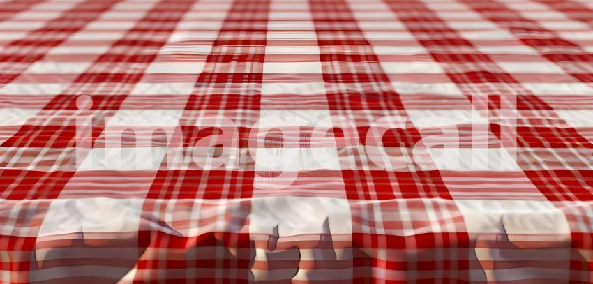 Red and white checkered tablecloth background - Ai Generated