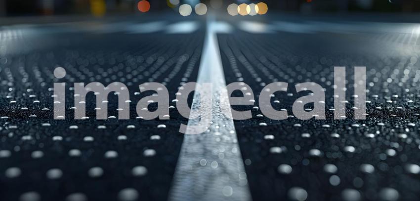 Black asphalt road with white dividing lines background - Ai Generated