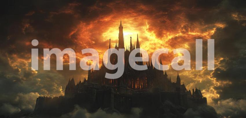 Dark Gothic Castle Under a Thunderstorm Sky, Mysterious and Haunting Fantasy Background Design