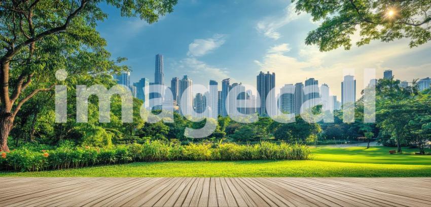 Urban Oasis: A Tranquil Park Beckoning Amidst the Cityscape