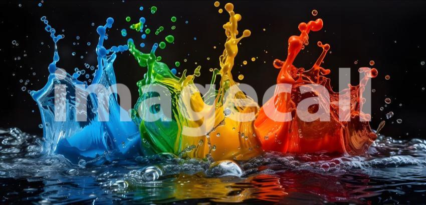 Mesmerizing Acrylic Colors in Water, Vivid Acrylic Colors Mixing in Water - Ai Generated
