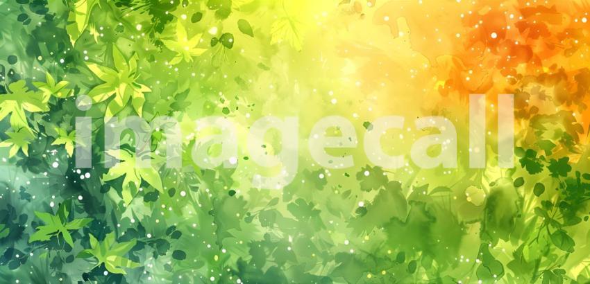 Watercolor foliage abstract background, Vibrant Watercolor Foliage Abstract Design - Ai Generated