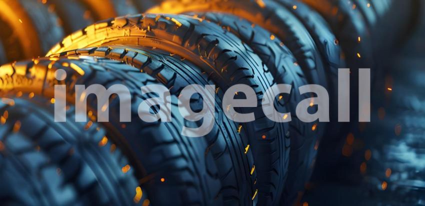 Row of tires background background - Ai Generated