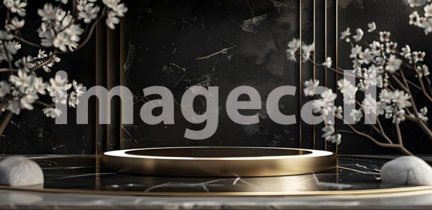 Monochrome Minimalism: A Modern Stage Illuminated by Warm Light