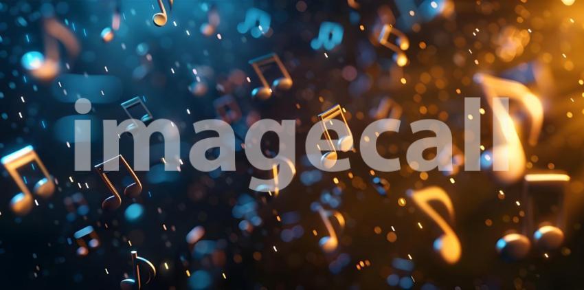 Musical Notes Soaring in Background, Fluttering Music Notes Background - Ai Generated