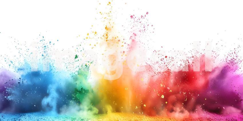 Vibrant Rainbow Holi Paint Powder Explosion - Ai Generated