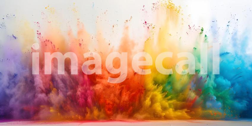 Vibrant Colored Powder Explosion on Solid Background - Ai Generated