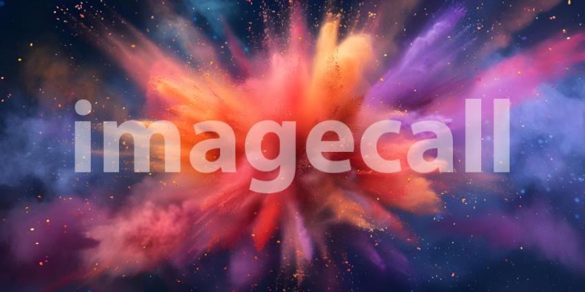 Vibrant Colored Powder Explosion on Solid Background - Ai Generated