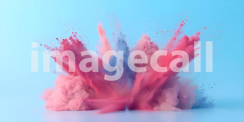 Vibrant Colored Powder Explosion on Solid Background - Ai Generated