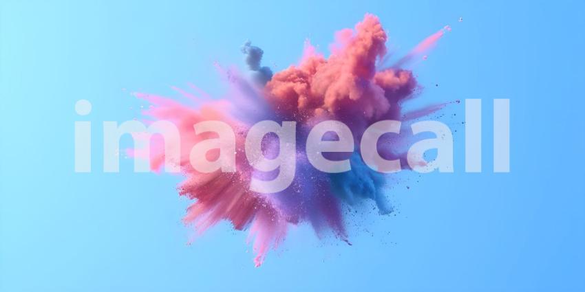 Vibrant Colored Powder Explosion on Solid Background - Ai Generated