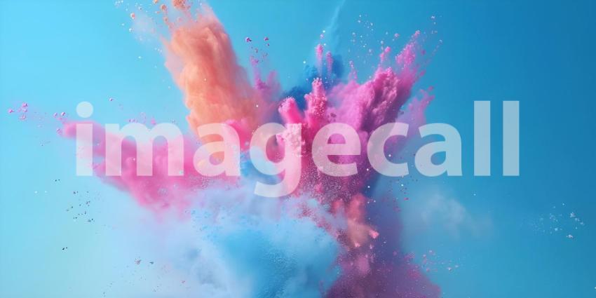 Vibrant Colored Powder Explosion on Solid Background - Ai Generated