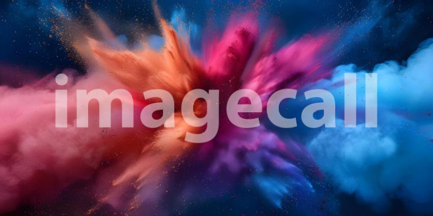 Vibrant Colored Powder Explosion on Solid Background - Ai Generated