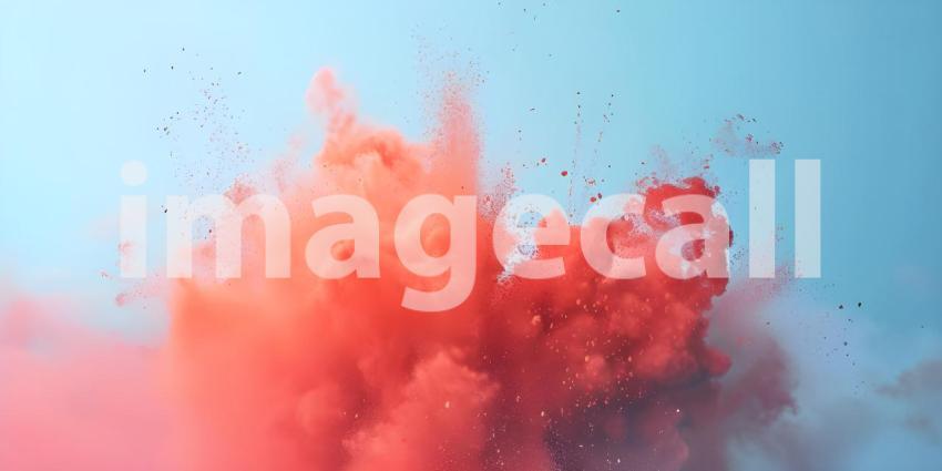 Vibrant Colored Powder Explosion on Solid Background - Ai Generated