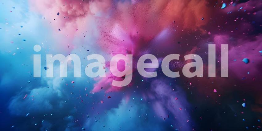 Vibrant Colored Powder Explosion on Solid Background - Ai Generated