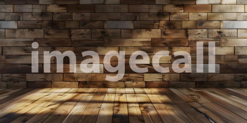 Natural Wooden Wall Background with Soft Lighting - Ai Generated