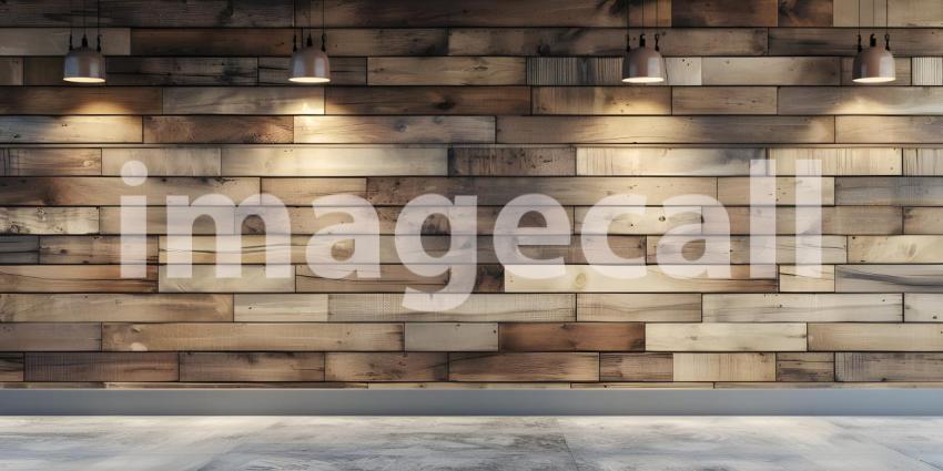 Natural Wooden Wall Background with Soft Lighting - Ai Generated