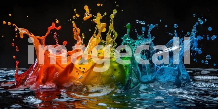 Mesmerizing Acrylic Colors in Water, Vivid Acrylic Colors Mixing in Water - Ai Generated