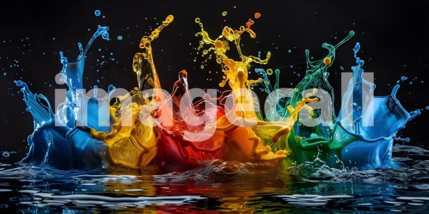 Mesmerizing Acrylic Colors in Water, Vivid Acrylic Colors Mixing in Water - Ai Generated