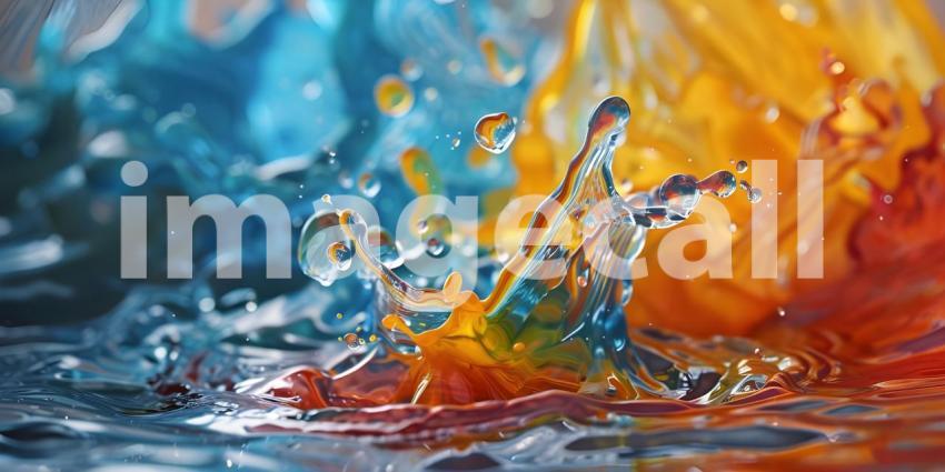 Mesmerizing Acrylic Colors in Water, Vivid Acrylic Colors Mixing in Water - Ai Generated