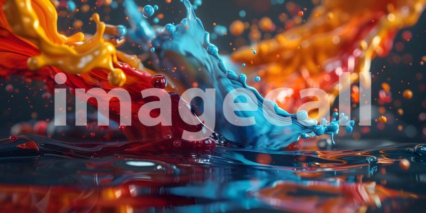 Mesmerizing Acrylic Colors in Water, Vivid Acrylic Colors Mixing in Water - Ai Generated