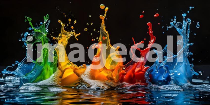 Mesmerizing Acrylic Colors in Water, Vivid Acrylic Colors Mixing in Water - Ai Generated