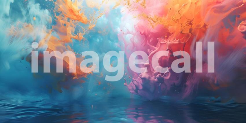 Mesmerizing Acrylic Colors in Water, Vivid Acrylic Colors Mixing in Water - Ai Generated