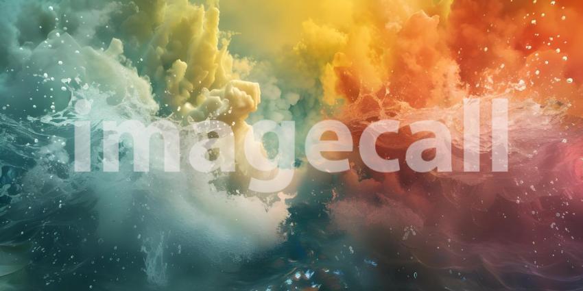 Mesmerizing Acrylic Colors in Water, Vivid Acrylic Colors Mixing in Water - Ai Generated