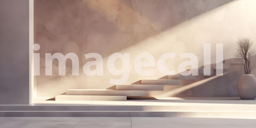 Minimalist Stairs Background, Clean and Simple Product Presentation - Ai Generated