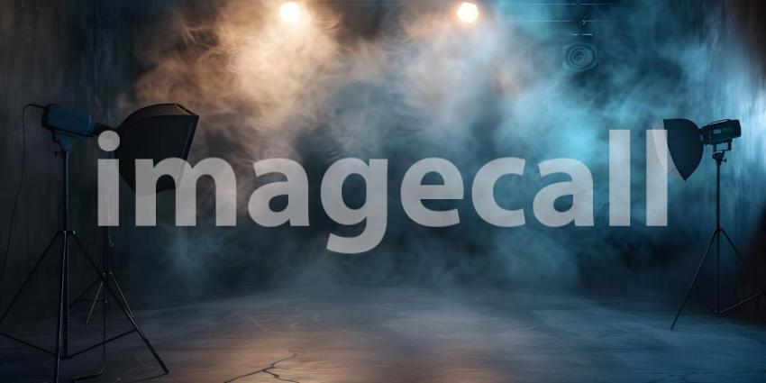 Sleek Smokey Studio Background, Elegant Smokey Studio Setting - Ai Generated