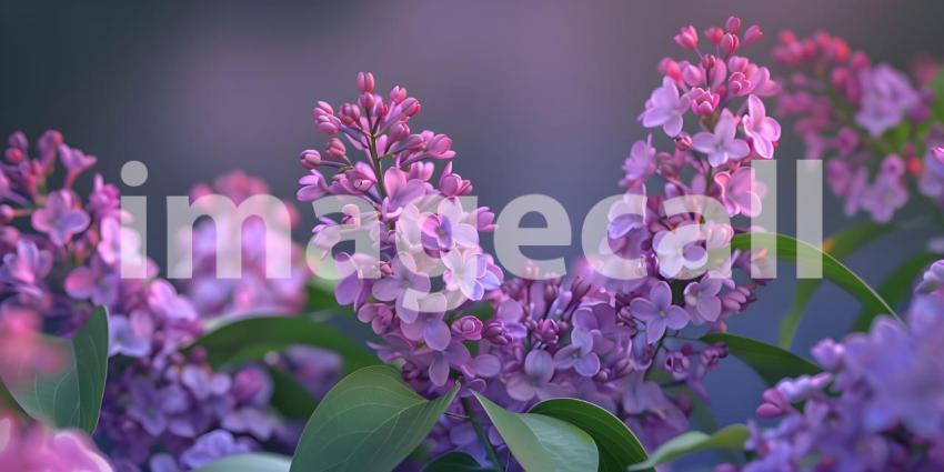 Blooming lilac flowers on solid background - Ai Generated