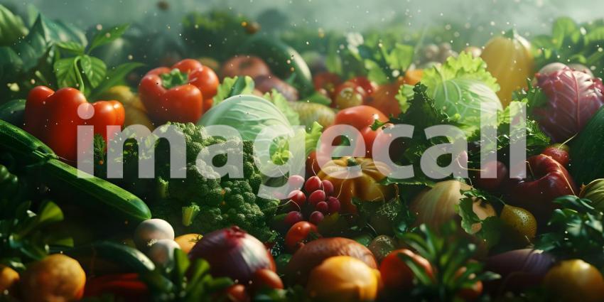 Different Kinds of Mix Vegetables Background - Ai Generated