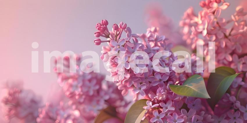 Blooming lilac flowers on solid background - Ai Generated