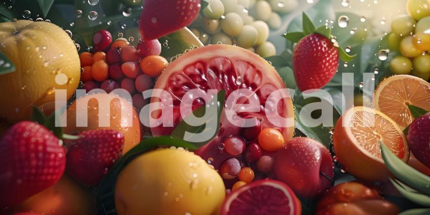 Different Kinds of Fruits Background - Ai Generated