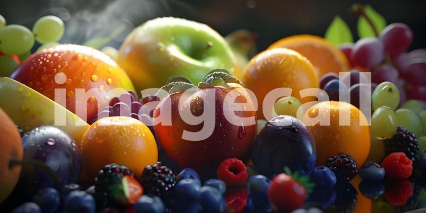 Different Kinds of Fruits Background - Ai Generated