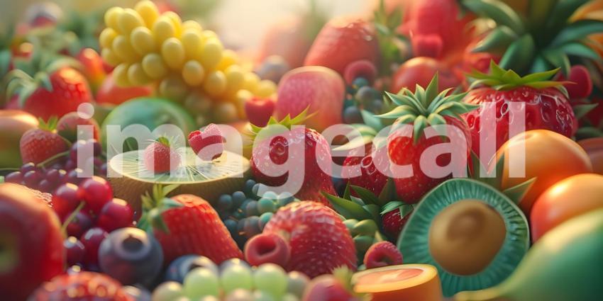 Different Kinds of Fruits Background - Ai Generated