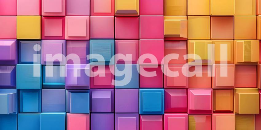 Colorful Square Boxes Background: Vibrant Display of Colors, Background of Colorful Square Boxes - Ai Generated