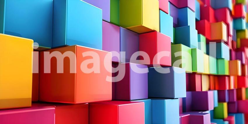 Colorful Square Boxes Background: Vibrant Display of Colors, Background of Colorful Square Boxes - Ai Generated