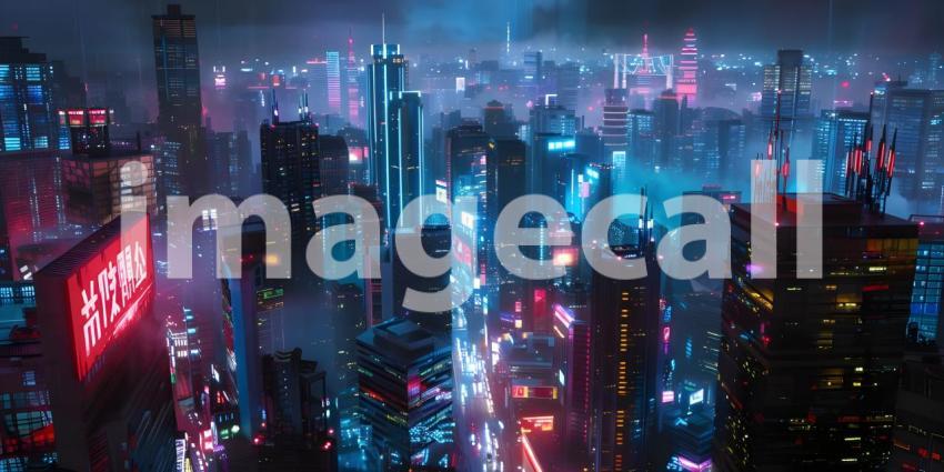 Futuristic cityscape at night - Ai Generated