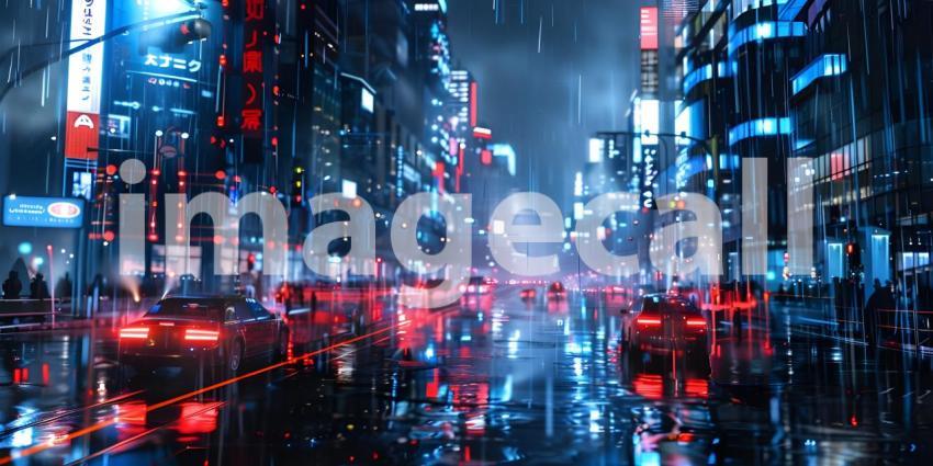 Modern city Skyscrapers at night with network connection concept - Ai Generated