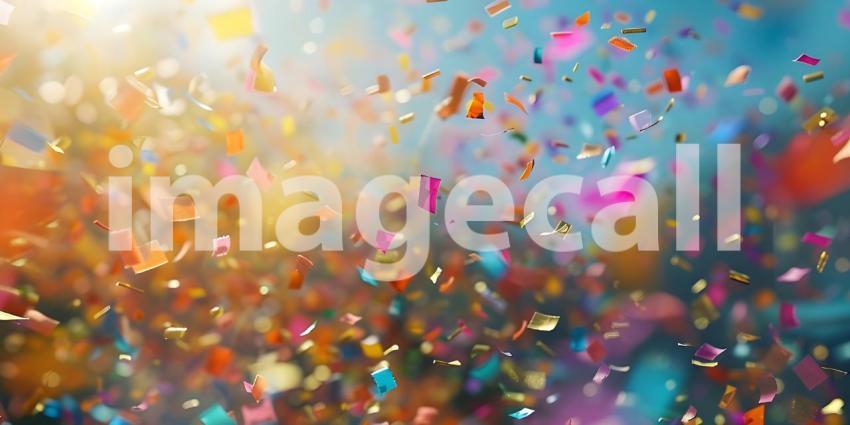 Multicolored confetti in the air Celebration, Celebratory Atmosphere - Ai Generated
