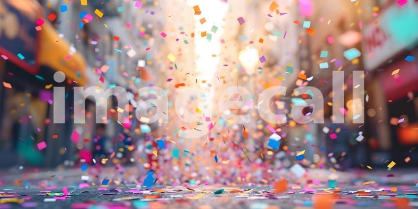 Multicolored confetti in the air Celebration, Celebratory Atmosphere - Ai Generated