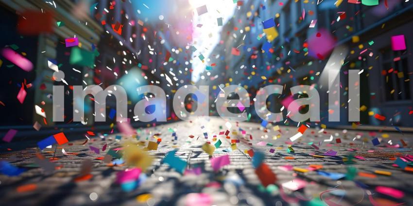 Multicolored confetti in the air Celebration, Celebratory Atmosphere - Ai Generated