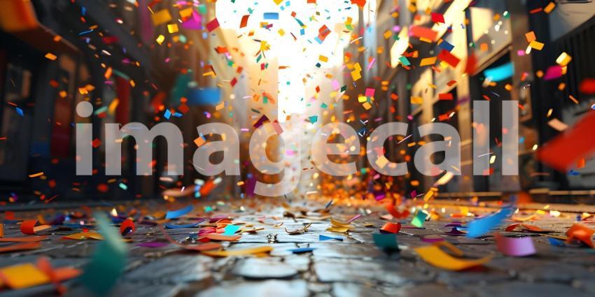 Multicolored confetti in the air Celebration, Celebratory Atmosphere - Ai Generated