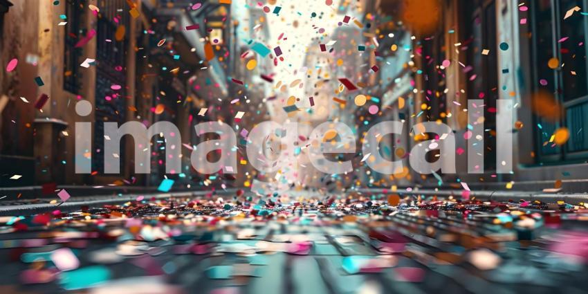 Multicolored confetti in the air Celebration, Celebratory Atmosphere - Ai Generated