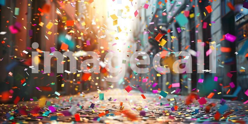 Multicolored confetti in the air Celebration, Celebratory Atmosphere - Ai Generated